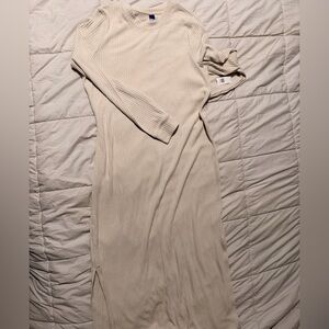 Old Navy Ribbed Crewneck Midi Dress - Light Beige
